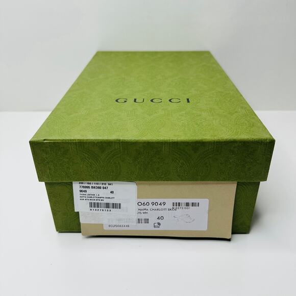 Gucci Marmont Chevron Double G 40/ US 10 Thong Heel Sandals White Leather NIB - Picture 14 of 15